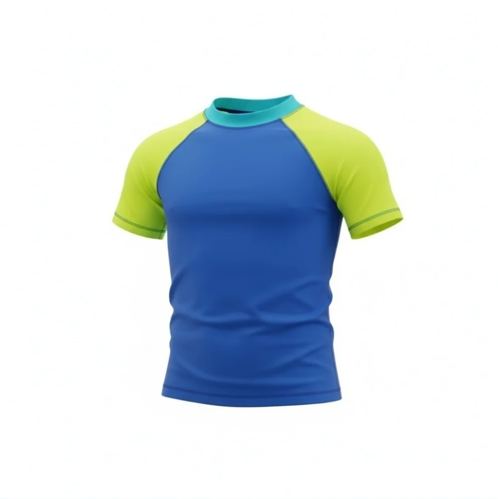 Lands' End Blue & Yellow Kids Rash Guard (Swim Shirt) Size XXS (2-3) NWOT